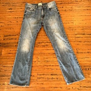 Men’s Aeropostale Distressed Blue Jeans Driggs Slim Bootcut Size 34/30 EUC Y2K